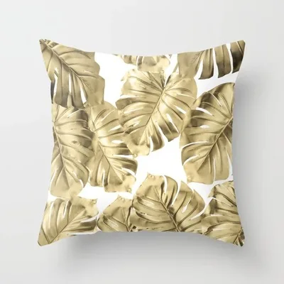 ZENGIA скандинавский Золотой геометрический чехол для подушки с тропическим листом, чехол для подушки 45*45 см для домашнего декора, диванные декоративные подушки, чехол для подушки
