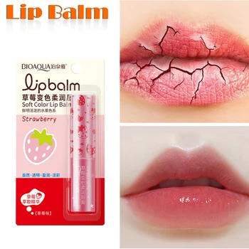 

Ladies Change Colors Lipsticks Soft Strawberry Color Lip Balm Slightly Pink Continuous Temperature Change