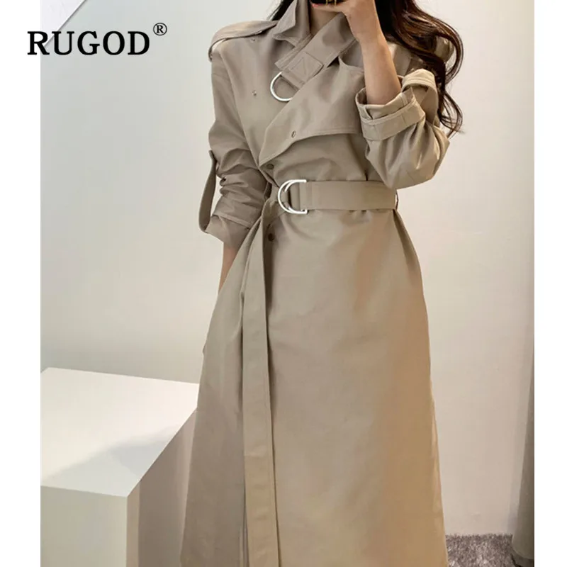 RUGOD новинка 2019 Модный женский длинный Тренч корейский шик темперамент элегантный