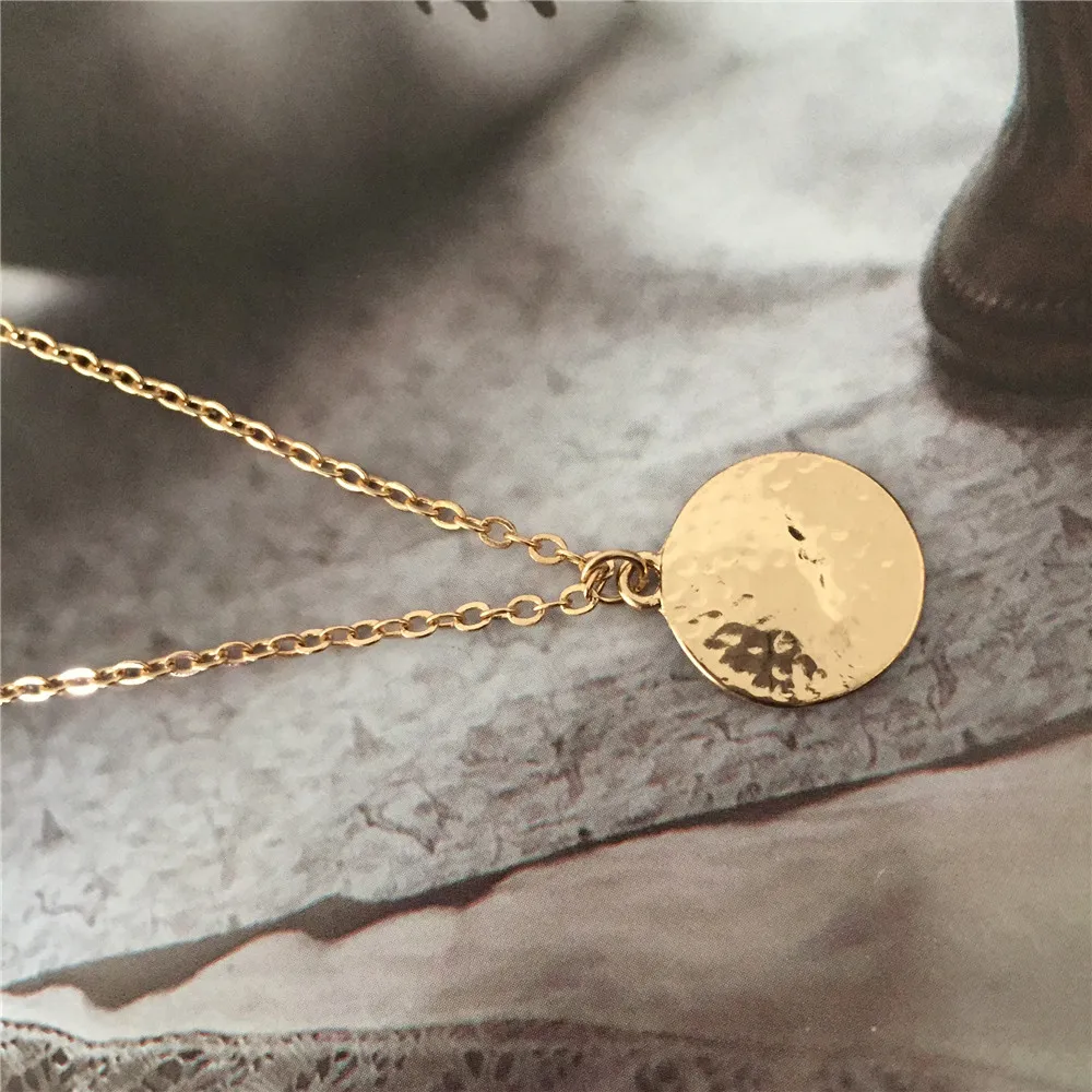 Gold Disc Necklaces Women Hammered Necklaces Women Hammered Gold