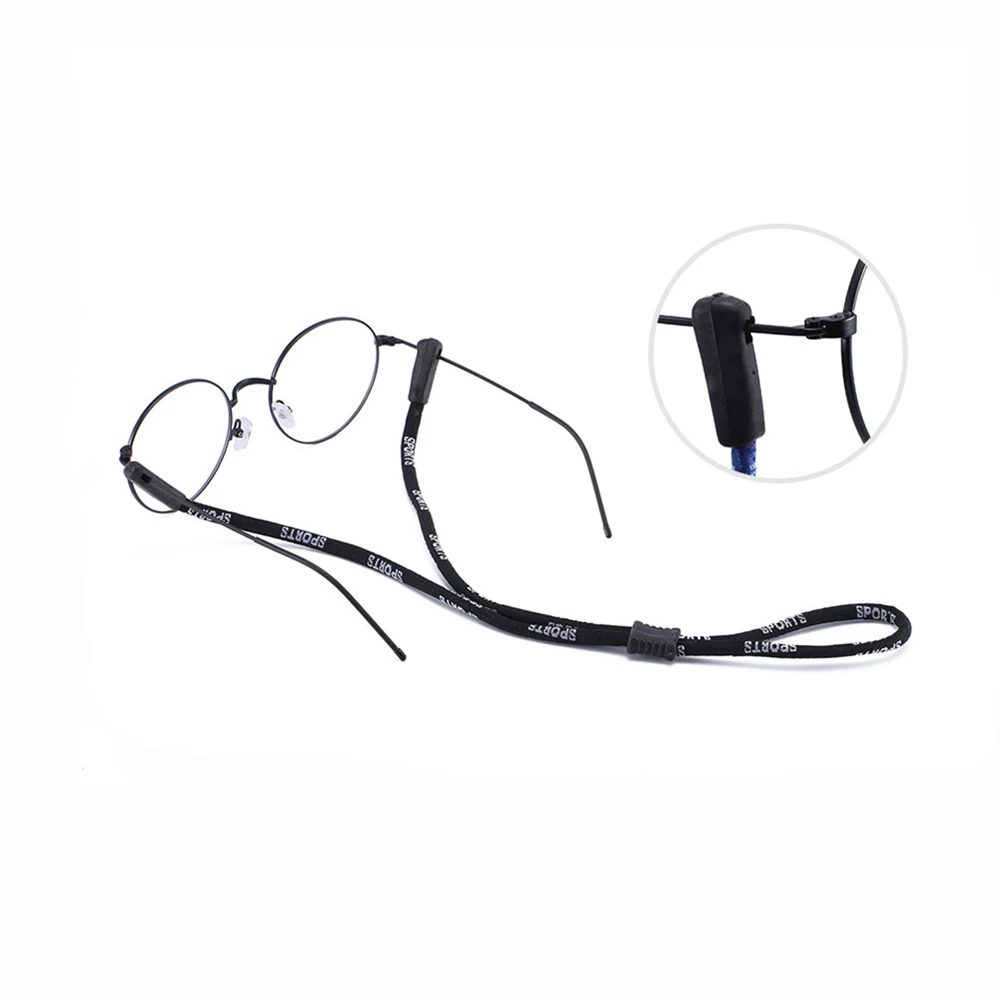 Новые уличные спортивные очки с буквенным принтом, Супер противоскользящие очки с цепочкой, ремешок на шею, регулируемые ремешки для очков