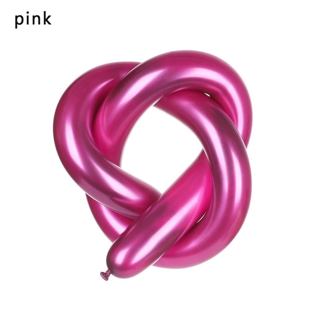 pink 10 шт. DIY волшебные Длинные Воздушные шары металлик полосатый баллон блестящий хромированный завязывание твист латекс свадебный шар День Рождения украшения - Цвет: pink