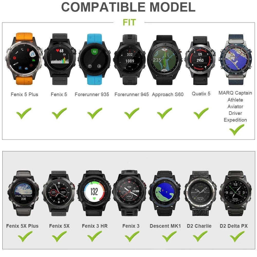 22 26mm ð  Ʈ Garmin Fenix 6 6X Pro 5 5X Plus 3 3HR 935 Ʈ ð    Ǹ  Correa