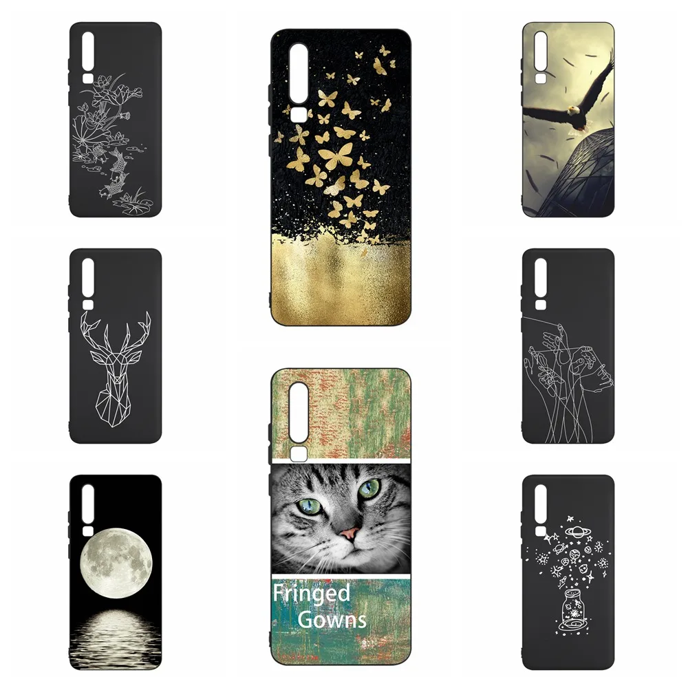 

Black Silicone Phone case For Huawei P Smart 2019 P20 Lite P30 LITE P30 pro phon cover coque fundas etui carcasa tpu cases