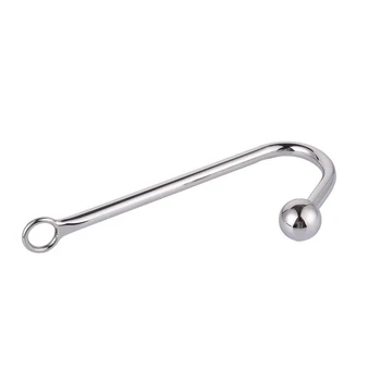 120g Stainless steel anal hook with beads hole metal butt plug anus fart putty slave Prostate Massager BDSM sex toy for men 4
