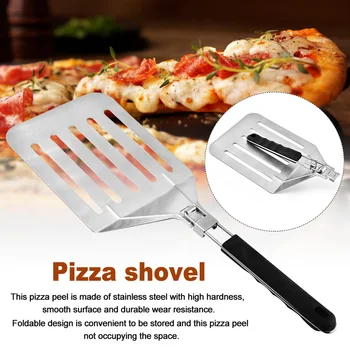 

Folding Handle Portable Bread Cake Stainless Steel Leaky Spatula Cutter Anti Slip Transfer Easy Clean Home Bakeware Pizza Peel