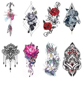 

Waterproof Temporary Tattoo Sticker Red Rose Blossom Flower Temporary Tattoo Sticker Art Men Women Flash Fake Henna