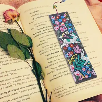

Rabbit Diamond Painting Book Mark Animal DIY Special Shaped Leather Bookmarks with Tassel Creative Handmade Craft Gifts