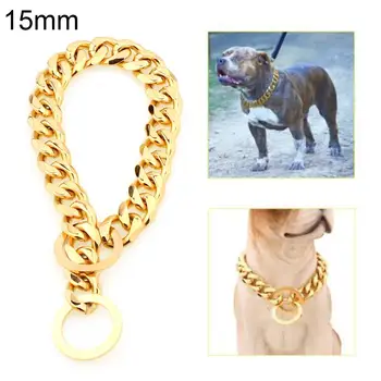 

Stainless Steel Pet Dog Collar for Small Medium Large Dogs Pet Dog Puppy Training Necklace Collar Perro Dog Neck Strap Golden