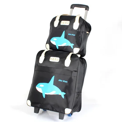 2PCS/SET Wheeled bag travel Women travel Handbag wheels trolley bags large capacity Boarding bag Travel Luggage Suitcase Bag - Цвет: F