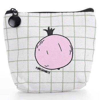 

New arrivial Fashion simple melon canvas purse wallet color cartoon strawberry pattern large capacity card pack key bag