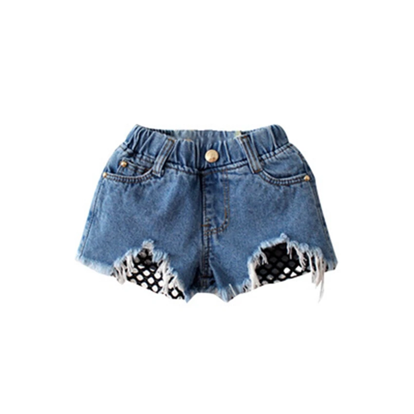 Girls Denim Shorts Kids Casual Summer Holiday Pearl Detail Jeans 