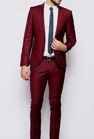 

Fashion Wine Red Casual Suit Men Slim Fit Business Party Prom Blazer Men Tailored Made Wedding Suits Costume Homme Ternos