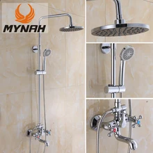 MYNAH Bathroom Rainfall Shower Faucet Set Dual Handle Mixer Tap With Hand Sprayer Wall Mounted Bath Shower Sets