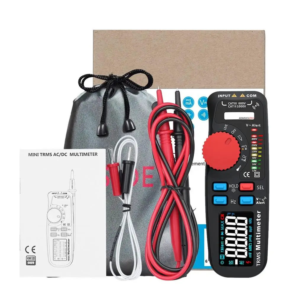 

6000 Counts TRMS Professional Dual Mode Digital Multimeter Tester Mini Voltage Current Resistance Frequency Meter ADM92CL PRO