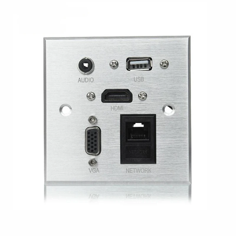 Несколько RCA настенная розетка с аудио HDMI VGA Сетевой USB, высококачественный алюминиевый сплав для гостиничного Конференц-банка использования по индивидуальному заказу