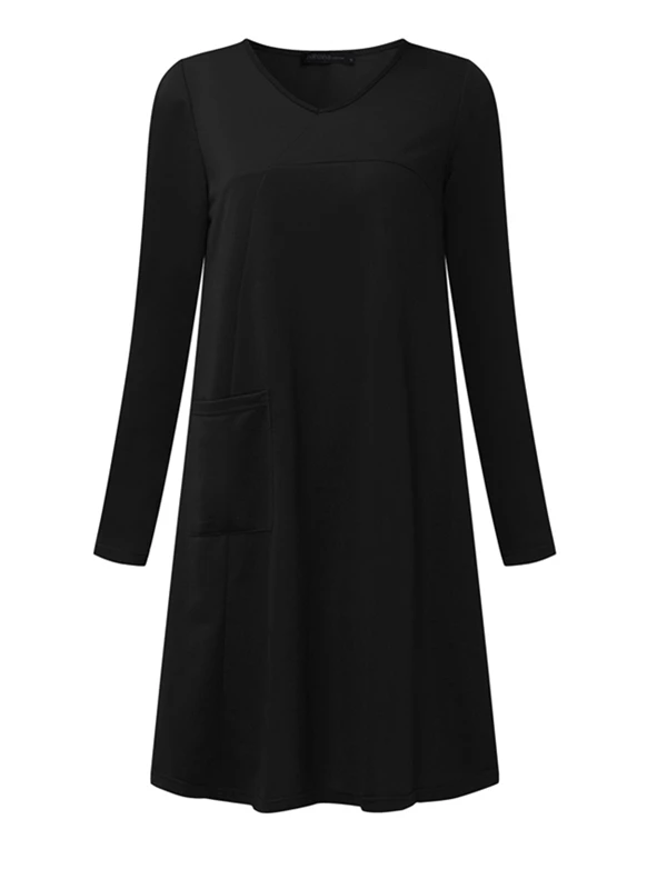 Черный ZANZEA, женское платье, Осеннее, Vestidos, женские платья, длинный рукав, хлопок, Ретро стиль, Robe Femme Vestido, кафтан размера плюс, толстовка - Цвет: Черный