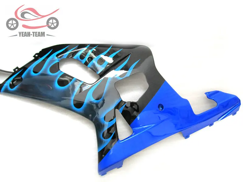 Бесплатные пользовательские обтекателя kit для Suzuki SRAD GSXR600 01 02 03 GSXR750 2001 2002 2003 GSX R600 синий Обтекатели с пламенем кузов
