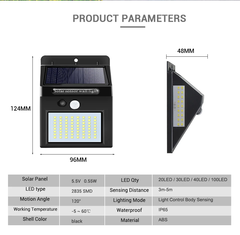 20 40 80 100 светодиодный s солнечный светильник наружный настенный светильник PIR датчик движения светодиодный светильник для крыльца IP65 для садового забора умный светильник безопасности ing