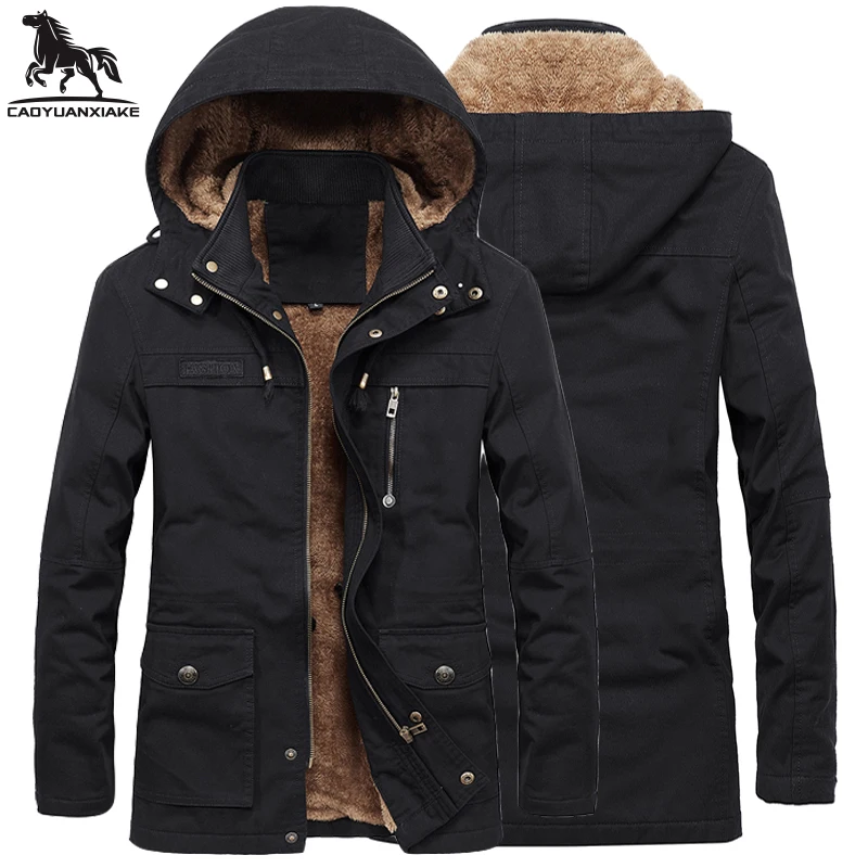 Winter parka men M-5XL Plus velvet Mens jackets casual Hooded coats men's Water wash coat warm jacket Men Detachable hat 1328