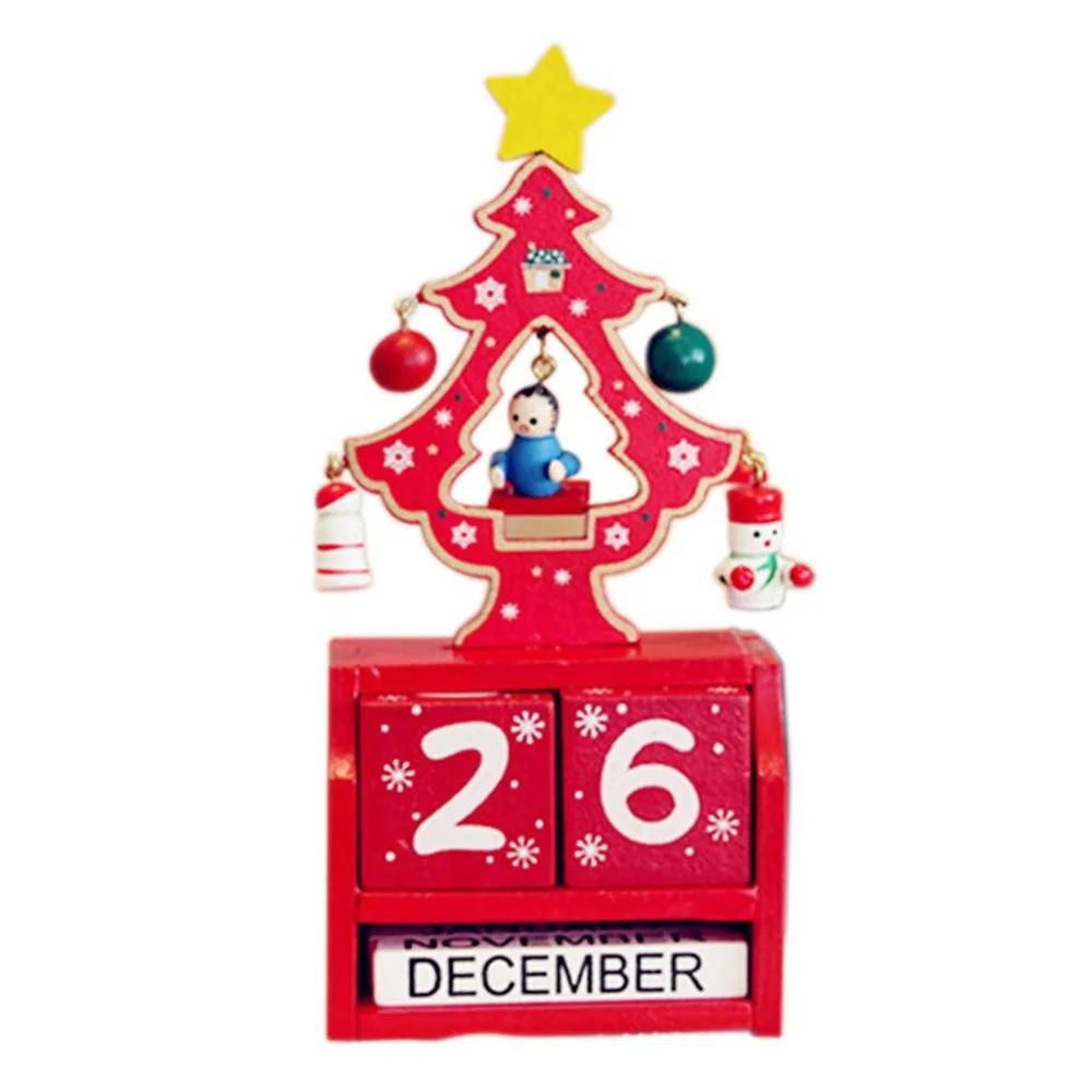 Christmas Countdown Wooden Calendar Decorations Home Officel Desk Decor Ornaments Artificial Craft Decoration Art Gifts