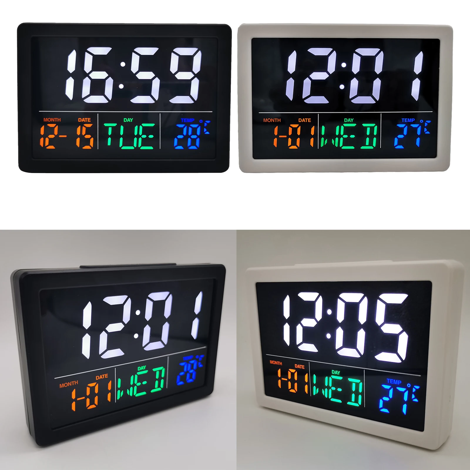 Digital Alarm Clock Time Temperature Date Humidity Display Bedside Clock -10～+50℃ Range Study Decors Gift for Family