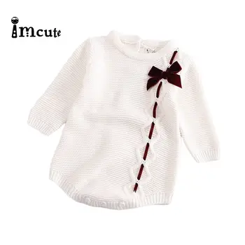 

Baby Girls Knitted Bodysuit 2020 Spring Infant Newborn Long Sleeve Solid Ruffled Jumpsuit Outfit Set Baby Spring Autumn Clothing