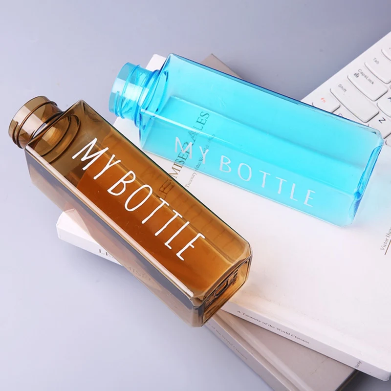 1 PC 480ml Portable Sports Drinking Clear Cup Square Water Bottle Milk Storage For Home School Office