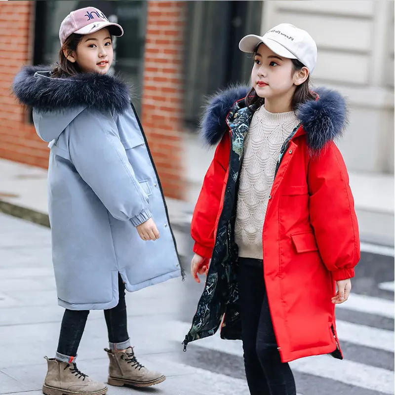 

Winter Down Jacket Girl -30 Degrees Padded Clothes Winter Jacket Kids Warm Thicken Hooded Faux Fur Coats Teen Outwear Parka 12