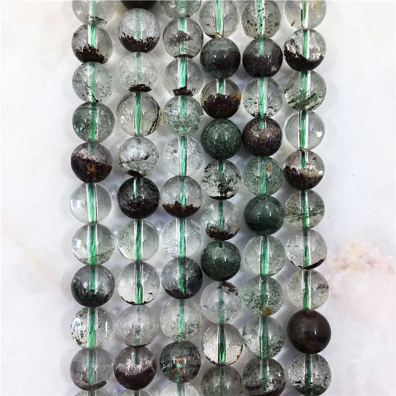 

Top Quality Smooth Round Natural Green Moss Phantom Crystal Stone 6 8 10mm Raw Polished Loose Beads Quartz Phantom Gem Jewelry