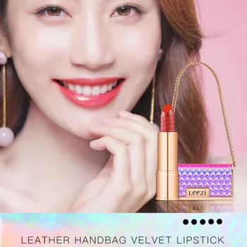 

Small Leather Bag Lipstick Long-lasting Waterproof Non-stick Cup Fashion Matte Lipstick Carved Beautiful and retro Lipstick