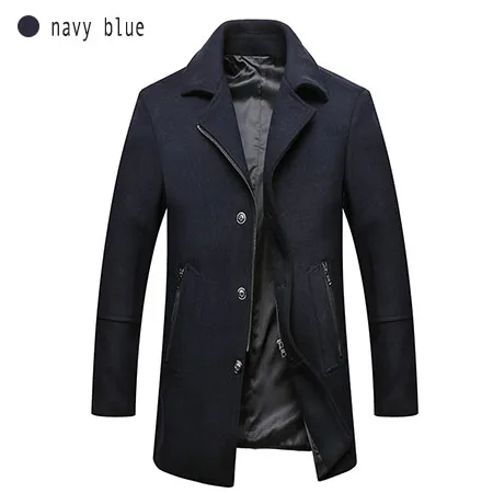 Мужские шерстяные повседневные пальто, M-3XL, короткая стильная куртка с отложным воротником и пуговицами, одежда для мужчин, черный, хаки, темно-синий, темно-серый, F145 - Цвет: navy blue