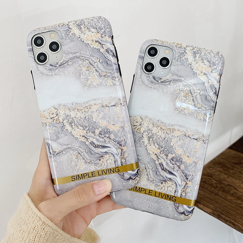 Горячие продукты мрамор для iPhone 11 Pro Чехол глянцевый IMD печать на заказ 7 8 Plus