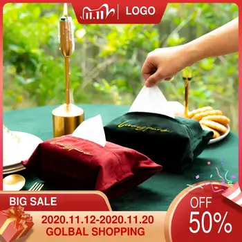 

European Style Tissue Box Cloth North ci xiu hua Tissue Cover Flannel Car Tissue Sets Household Storage Box Fabric Tissue Bag