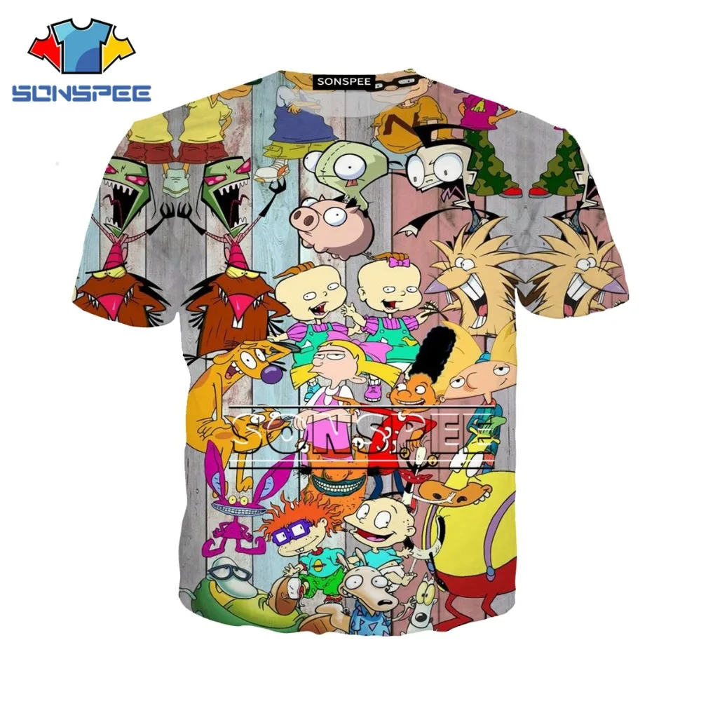 Футболка Rugrats летние топы женские футболки с 3D принтом Femme забавные повседневные короткий рукав Харадзюку женские футболки g1