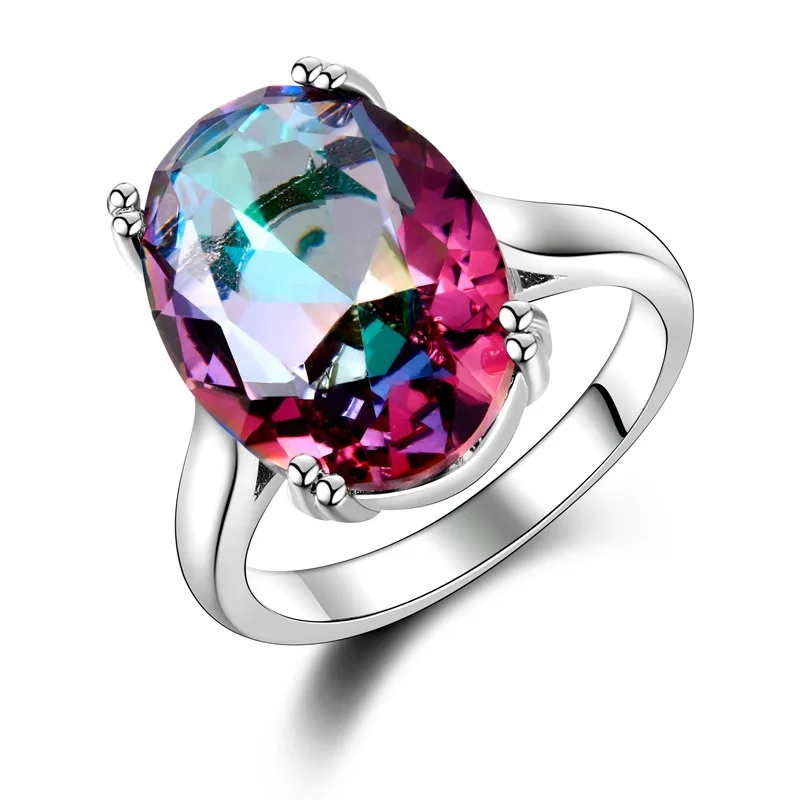 Bague Ringen, 6 цветов, овальное кольцо с камнями для женщин, классическое серебро 925, ювелирное изделие, рубиновый аметист, аквамарин, сапфир, топаз, циркон