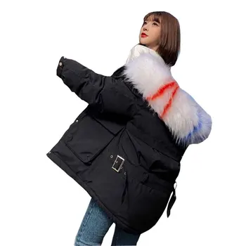 

Colorful Fur Coat Hood Winter Down Coat Jacket Thick Warm Wide Cotton padded Wadded Parka Casaco Feminino Abrigos Mujer Invierno