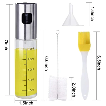 

New Olive Oil Sprayer Set, 100Ml 5 in 1 Oil Dispenser Glass Bottle for BBQ Salad Cooking Roasting Grilling Baking(2 PCs)