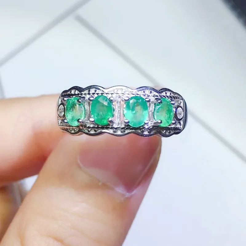 Натуральное Настоящее Изумрудное кольцо,, серебро 925 пробы, 0.25ct* 4 шт, драгоценный камень для мужчин или женщин, хорошее ювелирное изделие Q99188