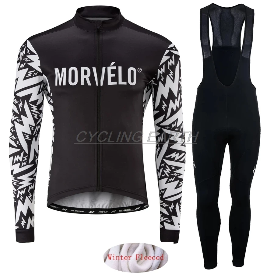 winter set Morvelo теплый зима Термальность флис велосипедная одежда Для Мужчин's Велоспорт Джерси костюм для прогулок верховой езды на велосипеде, MTB Костюмы комбинезон, комплект - Цвет: winter set
