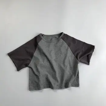 

2020 new girls boys patchwork t-shirt summer cotton fashion kids top 1-7 t HV322