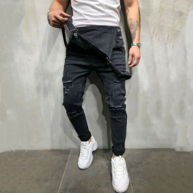 Hirigin Модные мужские рваные джинсы комбинезоны Hi Street Distressed Denim bib Комбинезоны для мужчин брюки на подтяжках Размер S-XXXL
