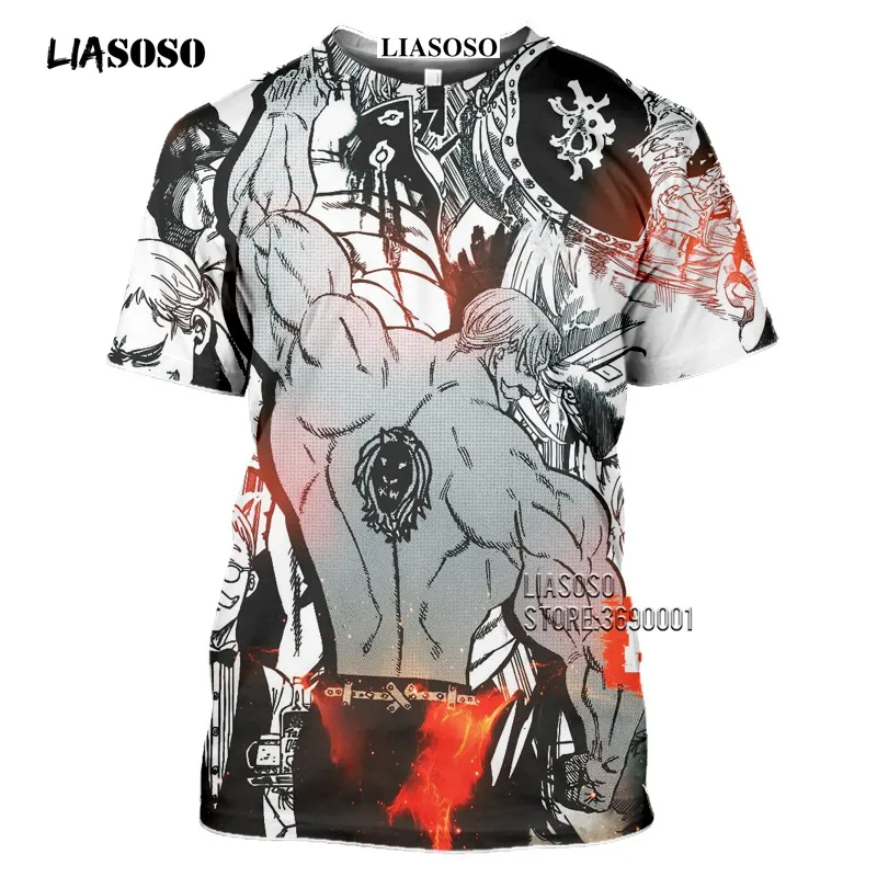 LIASOSO Anime The Seven Deadly Sins Men's T-shirt Japanese Meliodas Hawk Escanor Estarossa 3D Print Tshirt Summer Casual Shirt  (2)