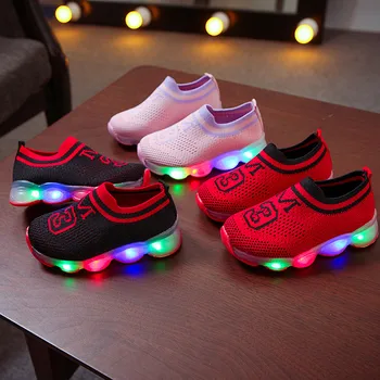

2019 Children Toddler Infant Kids Boys Mesh LED Light Luminous Sport Shoes Sneakers boys shoes casual kids sneakers Z910