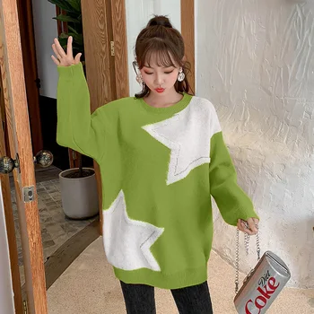 

Women's Fashion Casual Sweater Women's Tops Loose 2020 New Spring Long Sleeve Pullovers Top Round Neck Knitted Sweater 813F