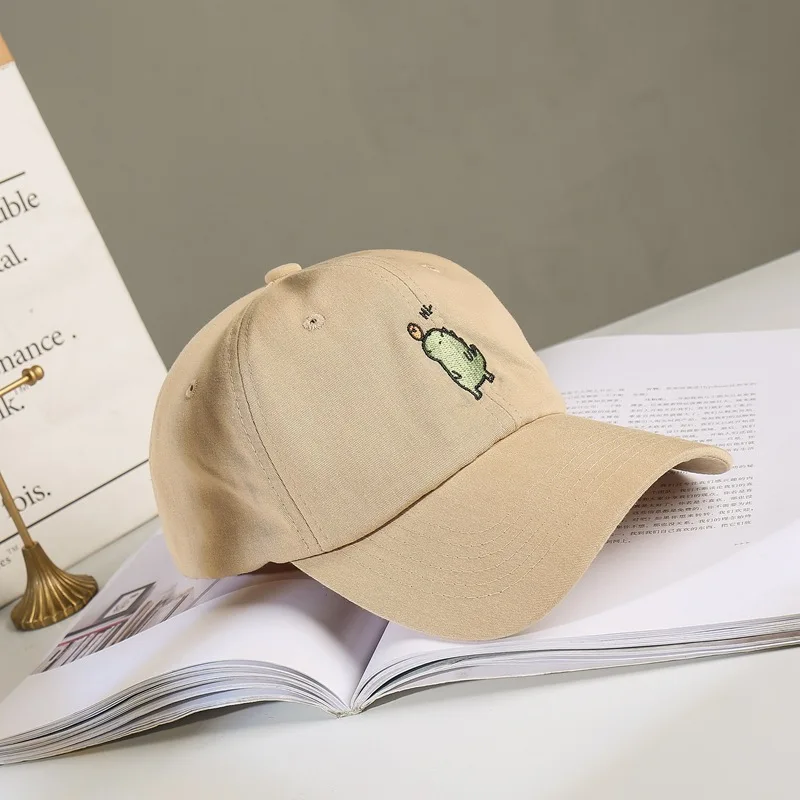 

Hat Women's Spring And Summer Cute Cartoon Embroidered Baseball Cap Korean-style Versatile Soft Top Brim Hat Male STUDENT'S Cap