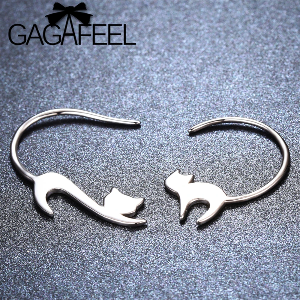 

GAGAFEEL 925 Sterling Silver Cat Earrings Cute Animal Little Cat Drop Earrings for Women Fashion Jewelry Gift Kitten Earrings