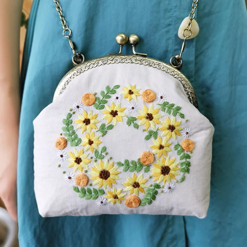 Портативный DIY вышивка набор цветок кошелек, дамская сумочка крестиком Набор для начинающих Рукоделие Шитье Искусство ремесло подарки другу