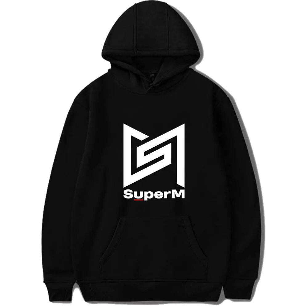Kpop SuperM альбом Толстовка для женщин и мужчин Повседневный пуловер Кепка Толстовка Топы - Цвет: Серый
