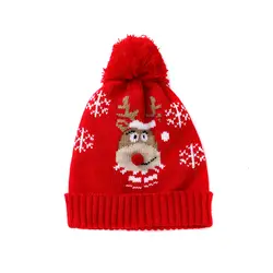 Модная детская Рождественская Милая вязаная шапка с рисунком оленя и снежинки; подарок на Хэллоуин; шапка для девочек; зимняя шапка с